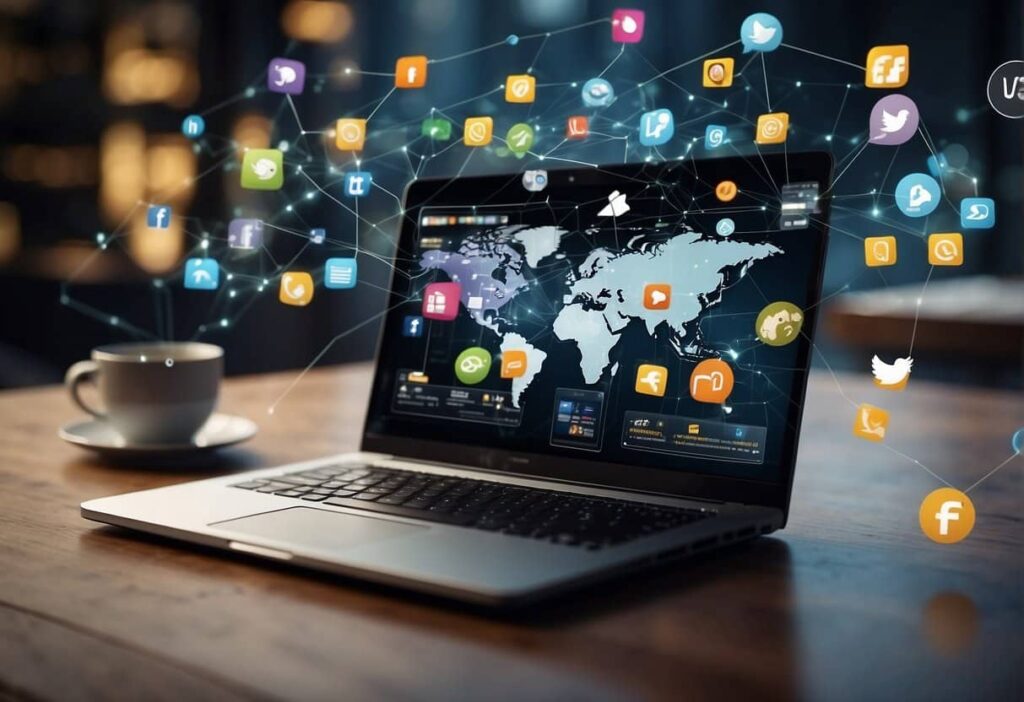 in this image, network social media is engaged different users, platforms and traffics etc- umama faiz